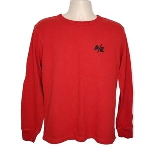 American Eagle Men's Long Sleeve Red Logo Sweatshirt Size M